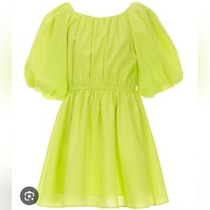 A loves A Girl- Kids Lime Green Puff Sleeve Dress